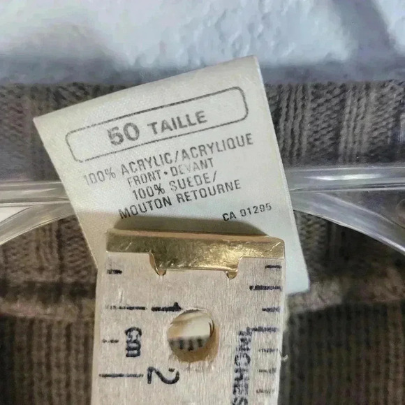 St Michael Jacket Brown Knit Vintage Knitted Full Zip Long Sleeve Sz M  40" Pit - Picture 7 of 8